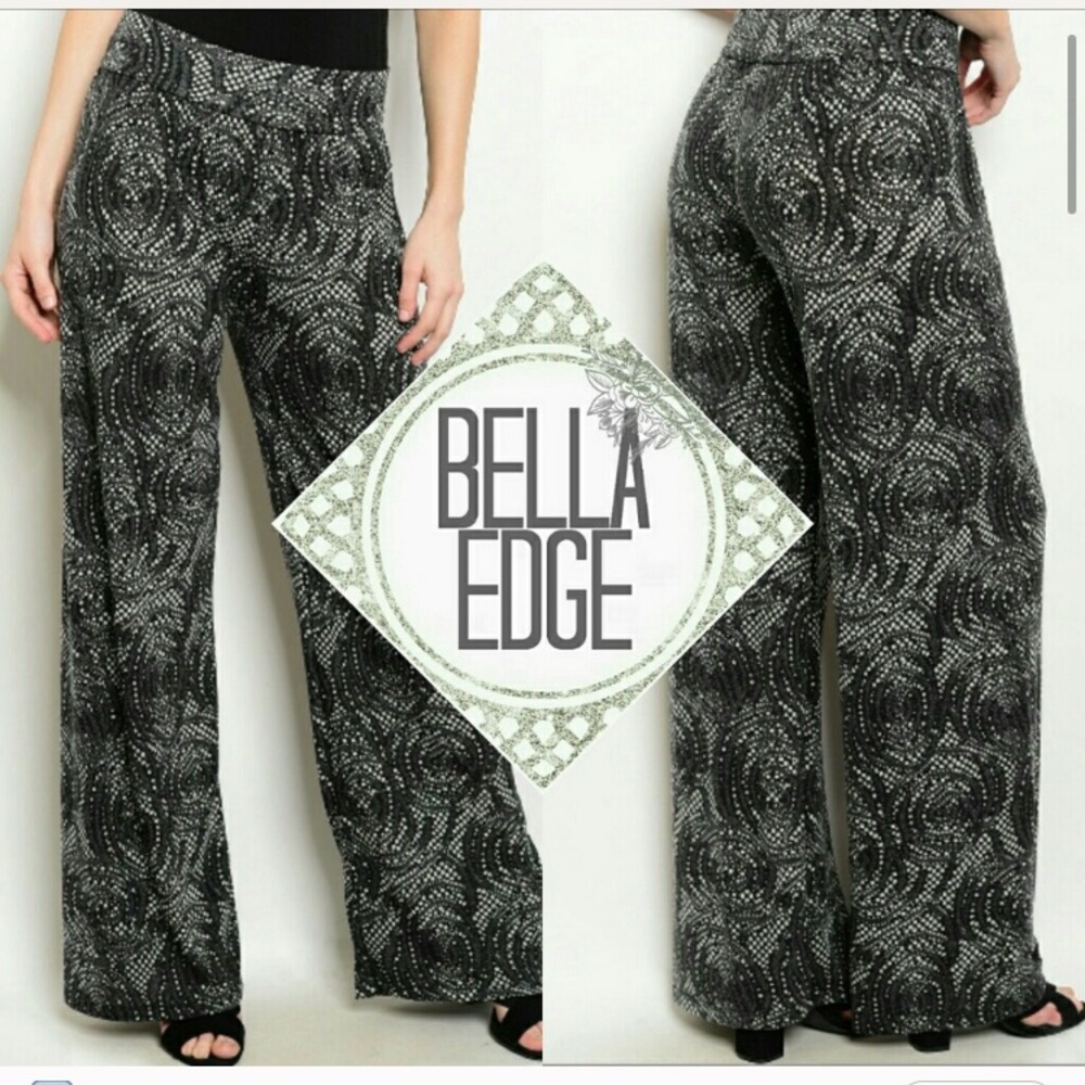 Black & Grey Palazzo Wide Leg Pants